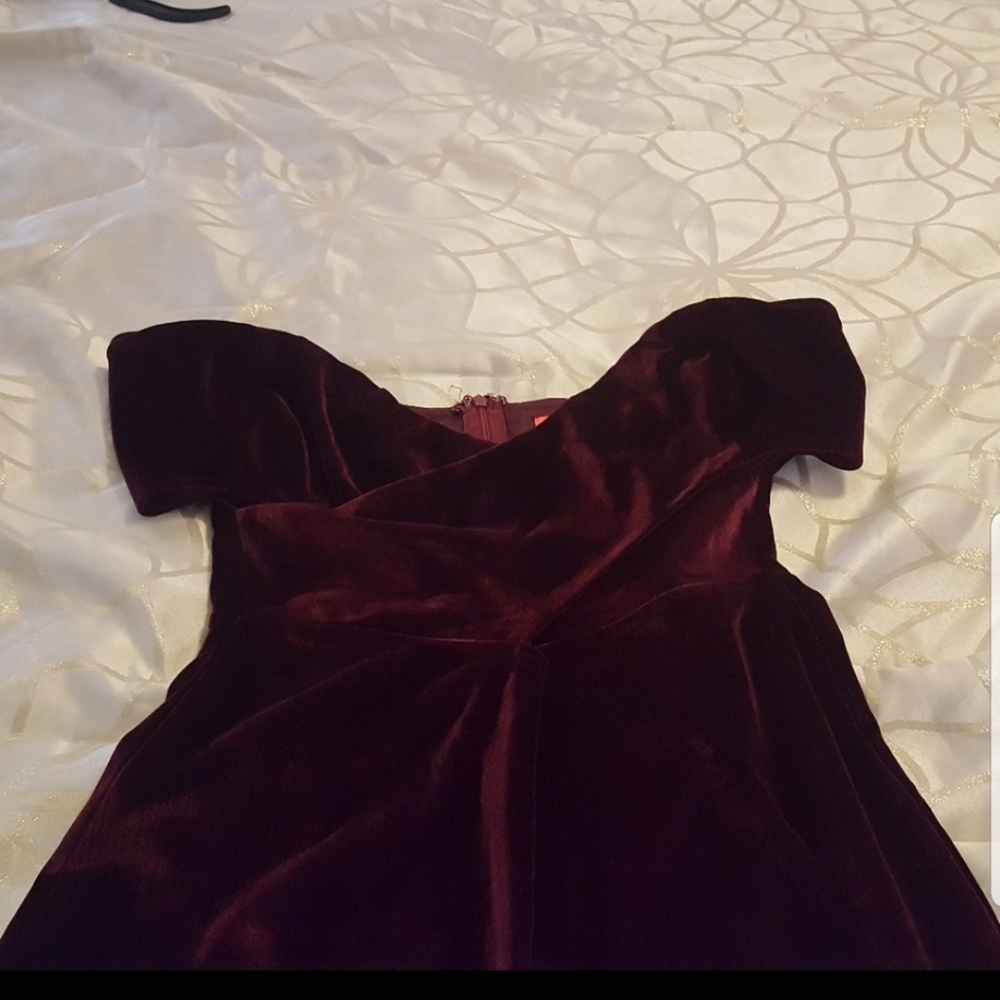 Maroon Suede Strapless Jumpsuit